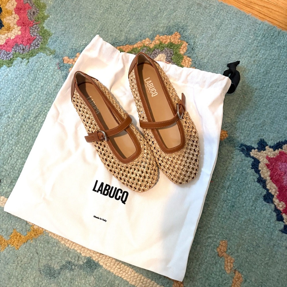 Labucq Lido Mary Jane ballet flats in natural rafia - Picture 4 of 9